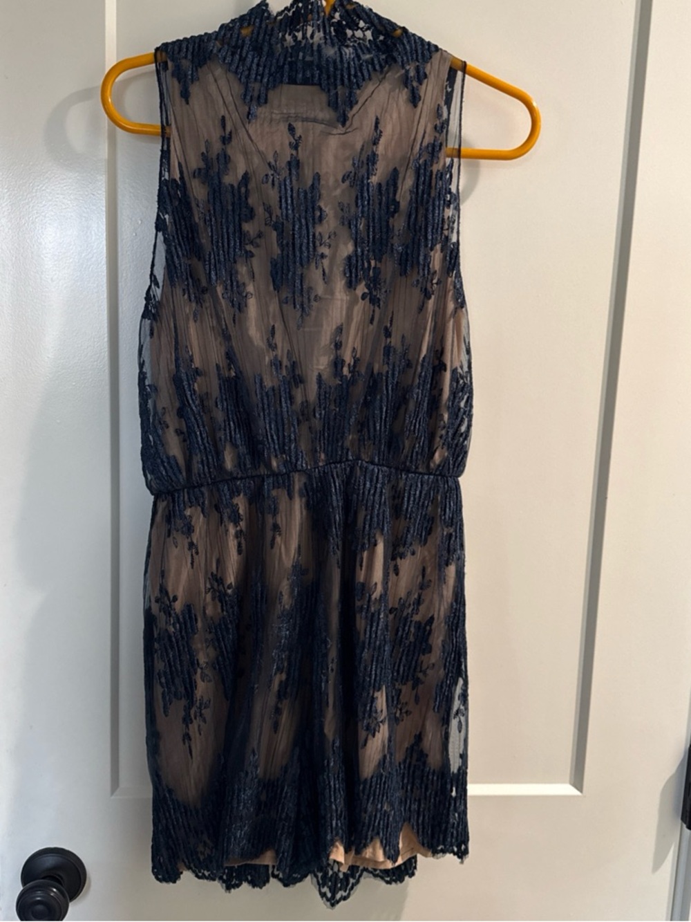 NWT Winona Australia Farrah Playsuit Navy Lace Overlay Sleeveless Sz:8